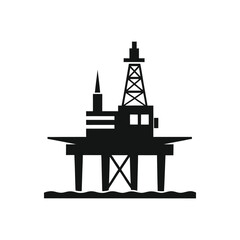 A drilling offshore platform silhouette vector art illustration
