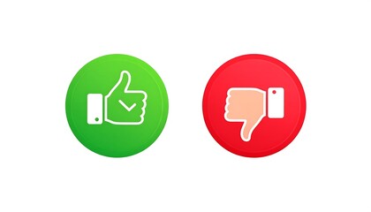 A graphical representation showing a green thumbs-up icon, confirming approval, and a red thumbs-down icon, indicating disapproval