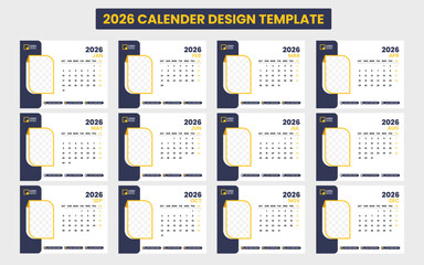 2026 Desk Calendar Design Template – Modern Minimalist Printable Layout