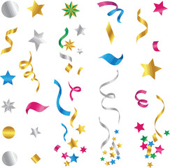 Fototapeta premium Vector, illustration, confetti, small pieces or strips of paper, mylar, or metallic material, celebrations