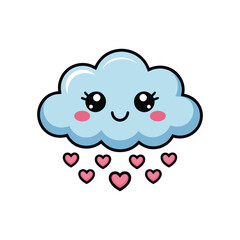 Cute Smiling Cloud with Hearts