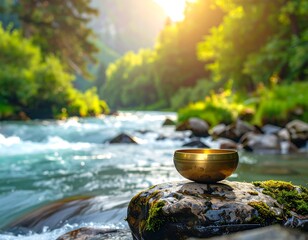 Peaceful Nature Scene with Singing Bowl.