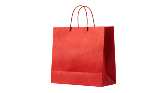 Shiny red shopping bag retail isolated on white background