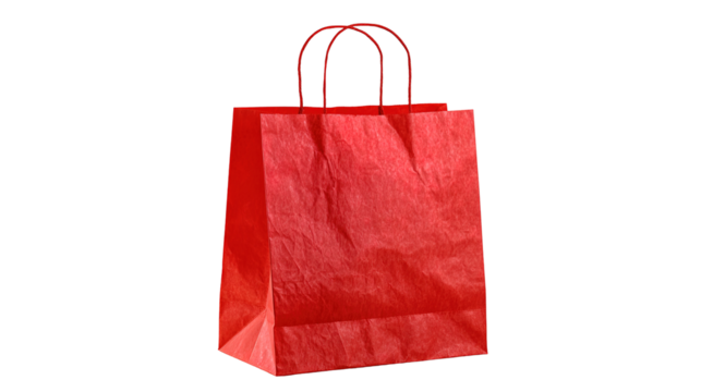 Shiny red shopping bag retail isolated on white background