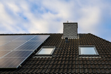 Solar panels capturing sun for home energy