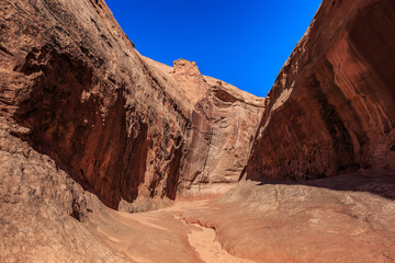 Narrowing Walls of Leprechaun Slot Canyon, Near Hanksville, Utah