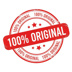 3d vintage 100 original stamp seal isolated on transparent background