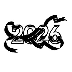 Black Silhouette of the Year 2026 with Elegant Ribbon Design.