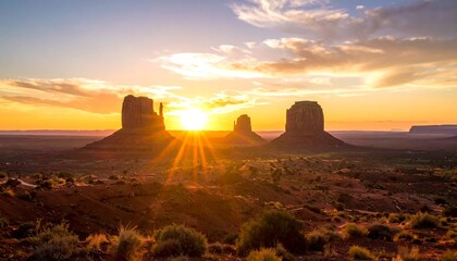 Monument Valley Sunrise Landscape.