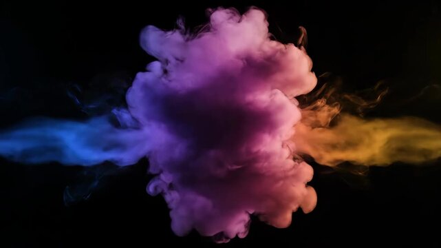 Colorful smoke plumes merge and reveal the word sale on a black background, fluid abstract gradient motion graphics footage. Black Friday. Sale - Powered by Adobe