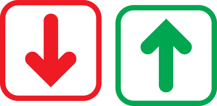 Red down arrow and green up arrow symbols