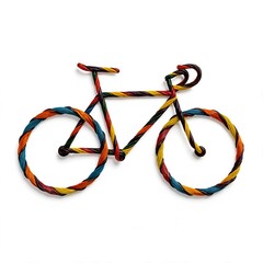 Colored wire bicycle on a white background