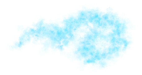 Fototapeta premium Curved light blue smoke cloud with twisted flowing shape on transparent background, isolated fog texture for explosion or toxic gas effect