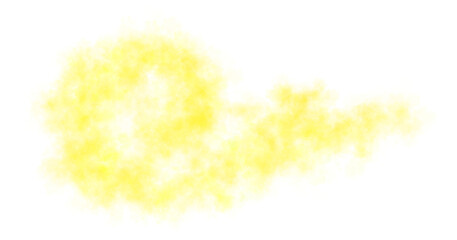 Yellow smoke cloud with a twisted flowing shape and dynamic motion on transparent background, perfect for explosion effects, toxic gas, fog or mist in visual content and game environments