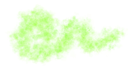 Curved green smoke cloud with twisted flowing shape on transparent background, isolated fog texture for explosion or toxic gas effect