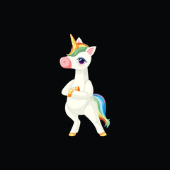 Vector  Cute white  horse cartoon running