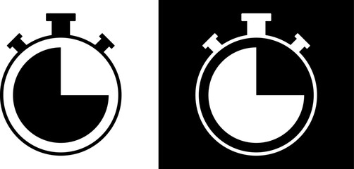 Black and white stopwatch icons showing time elapsed