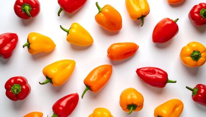 Colorful Bell Peppers on White Background.