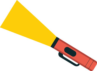 Red Flashlight with Bright Yellow Light Beam Vector