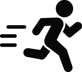 Running Man Silhouette with Speed Lines Icon
