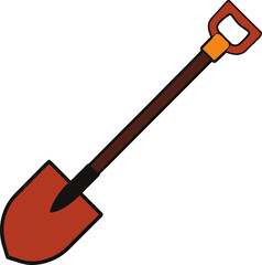 Illustration of a shovel on transparent background