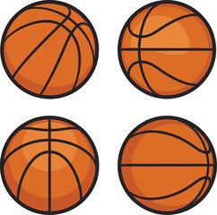Set of Four Basketballs with Different Views