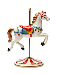 Carousel Horse Figurine: Vintage Style Ornament on White Background