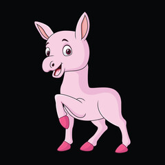 Vector  Cute white  horse cartoon running