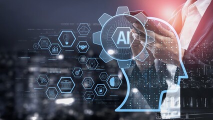 AI integrated with human cognition, supporting decision-making, automation, robotics, data...