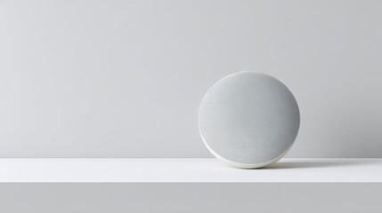 Decorative Ceramic Plate with Textured Pattern on Minimalist Shelf Against Light Grey Background