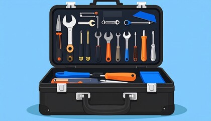 Open Tool Case with Assorted Tools.