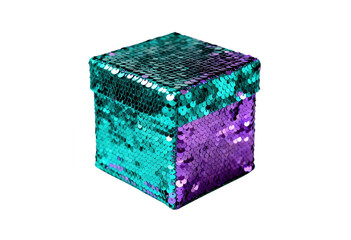 Obraz premium Sequined Gift Box in Teal and Purple