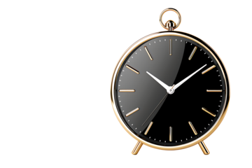 Elegant golden alarm clock ticking away for business deadlines, schedules, and time management strategies, perfect for productivity and efficiency goals
