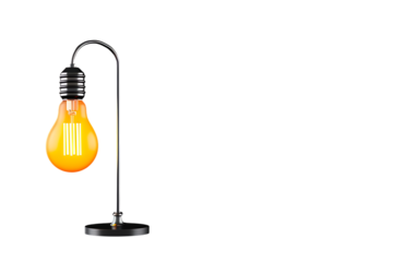 Glowing lightbulb standing lamp illuminates ideas, bringing bright solutions and innovative thinking to your workspace with its modern design