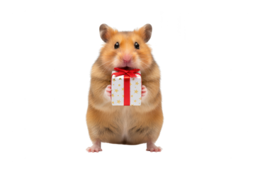 Adorable Hamster Holding Gift Box