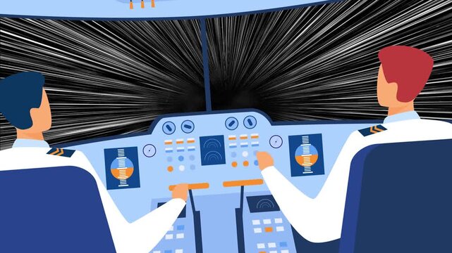 Cockpit View Flight To Space Stars Warp Speed Animation 4K