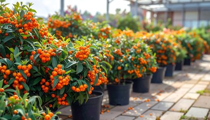 Ornamental Plants in Pots, Outdoor Nursery.