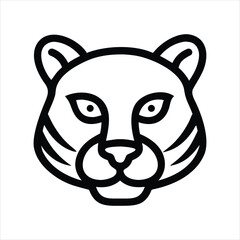 Minimalist Tiger Face Icon – Bold Line Art Animal Symbol for Wildlife, Strength, and Nature-Themed Designs