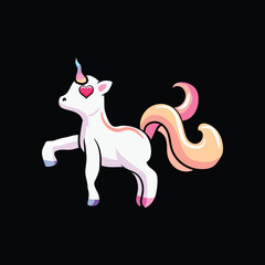 Vector  Cute white  horse cartoon running