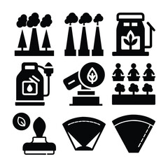 Set of eco friendly industry and agriculture icons