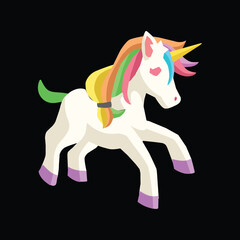 Vector  Cute white  horse cartoon running