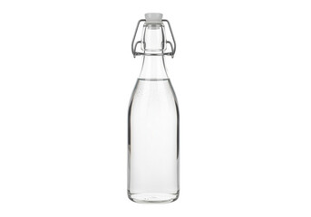 Glass Bottle with Flip Top Stopper Filled with Water on White