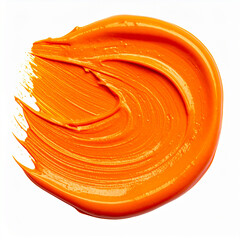 Thick textured smear of vibrant orange paint with glossy wet finish, visible brush strokes and ridge