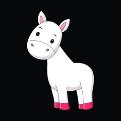 Vector  Cute white  horse cartoon running