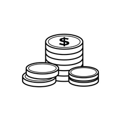 Stack of Coins Line Art Illustration money finance currency investment wealth saving economy dollar cash payment banking financial icon