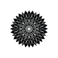 Black and White Geometric Mandala pattern design abstract symmetry floral ornament decorative illustration art graphic shape line