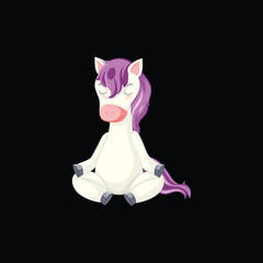 Vector  Cute white  horse cartoon running