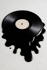 Melted Vinyl Record: A creative visualization of a classic vinyl record, now artistically melting with a modern touch. The liquid-like effect brings a unique appeal to the scene.