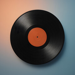 Vinyl Record Close-up: A close-up view of a classic vinyl record, its grooves capturing the nostalgia and warmth of analog music, placed on a backdrop of gradient hue.
