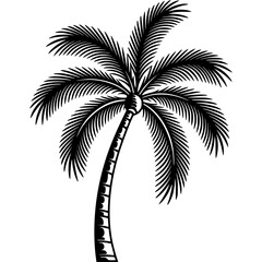 Obraz premium Tropical Oasis: A stylized illustration of a towering palm tree reaching towards the sky, embodying the essence of a tropical paradise.